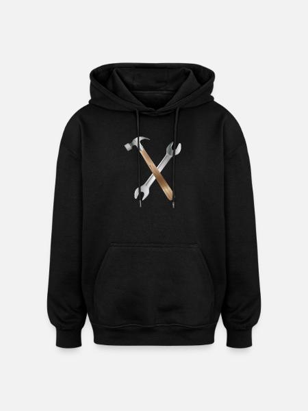 Wrench and carpenter's hammer - Oversized Unisex Hoodie - black
