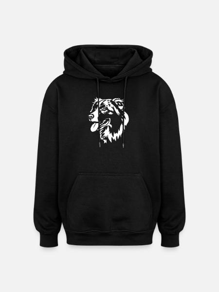 Australian Shepherd Head "Black Edition" - Oversized Unisex Hoodie - black