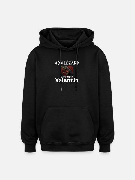 Mon lézard est mon Valentin - Sweat à capuche oversize unisexe - noir