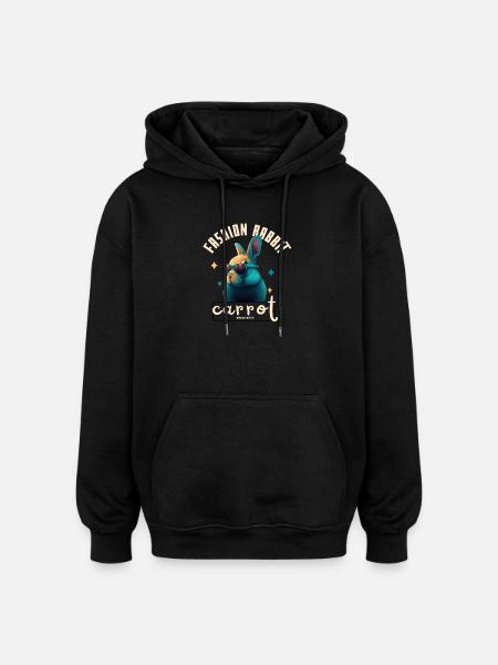 Fashion Pop Carrot Bunny - Oversized Unisex Hoodie - black