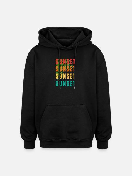 Tropical Sunset Gradient Text - Oversized Unisex Hoodie - black