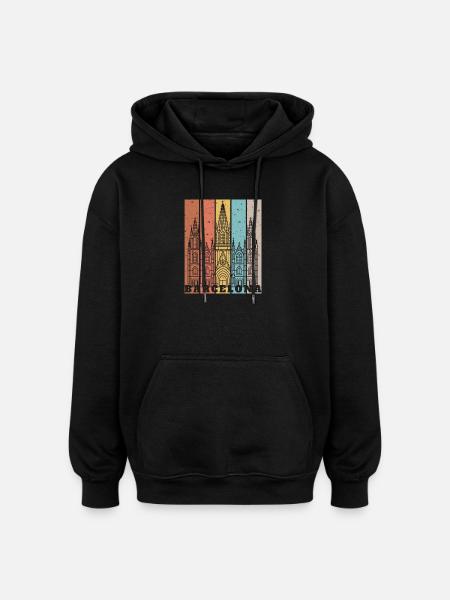 Barcel Gothic Facade Panels - Oversized Unisex Hoodie - black
