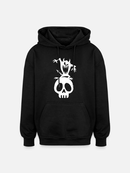 Skull and white demon - Oversized Unisex Hoodie - black