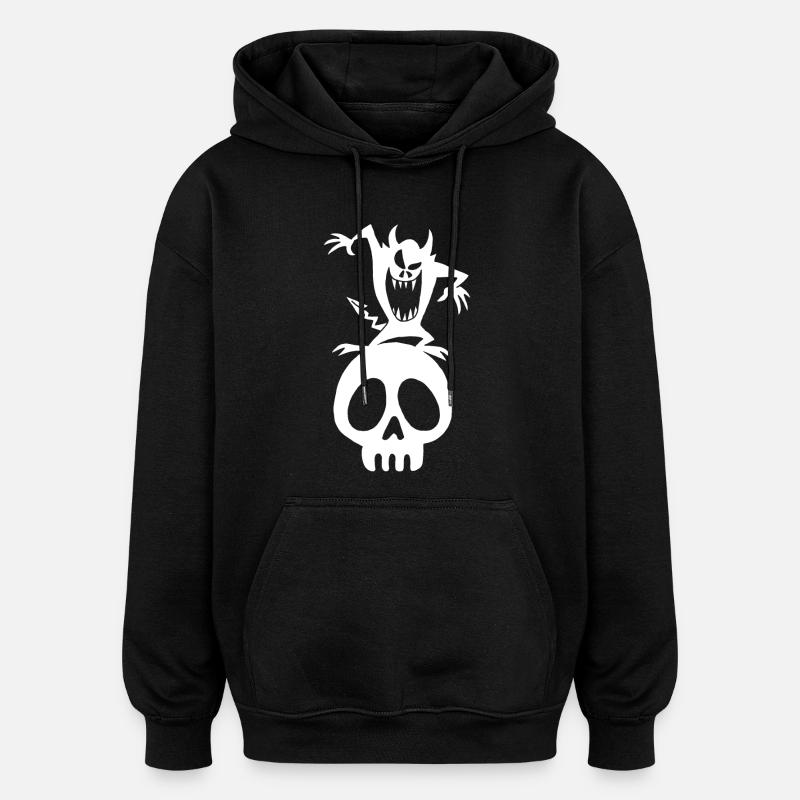 Skull and white demon - Oversized Unisex Hoodie - black