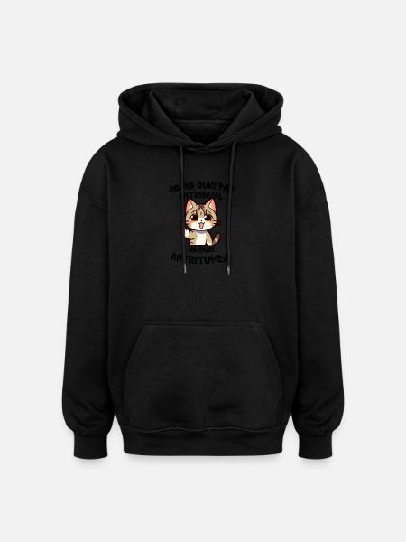 Chat coquin doigt levé - Sweat à capuche oversize unisexe - noir