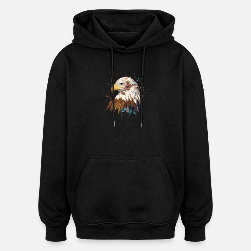 Aquarelle d’aigle - Sweat à capuche oversize unisexe - noir
