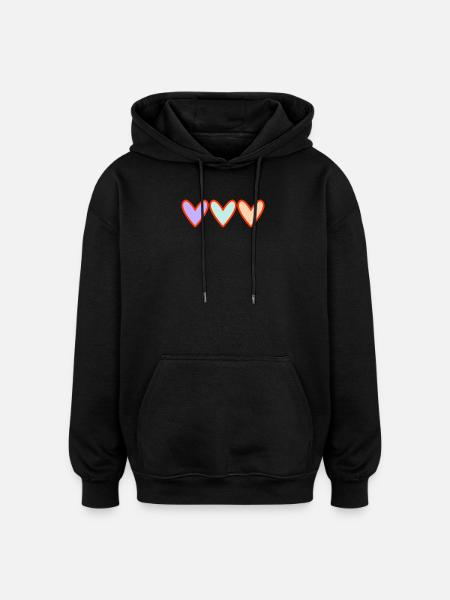 COEUR - Sweat à capuche oversize unisexe - noir