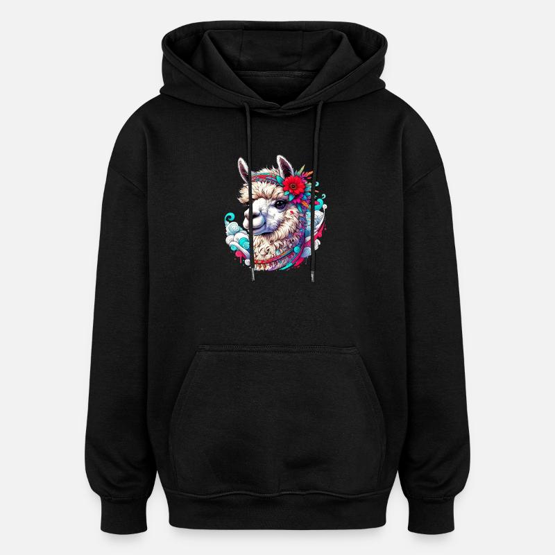 Alpaga - Sweat à capuche oversize unisexe - noir