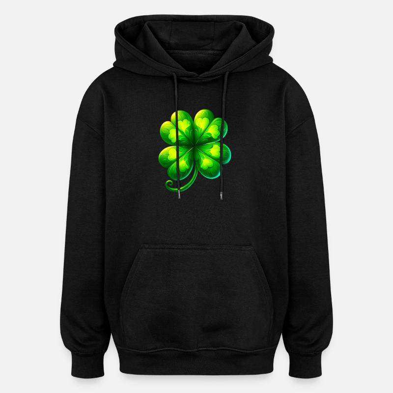 Trèfle à quatre feuilles - Sweat à capuche oversize unisexe - noir