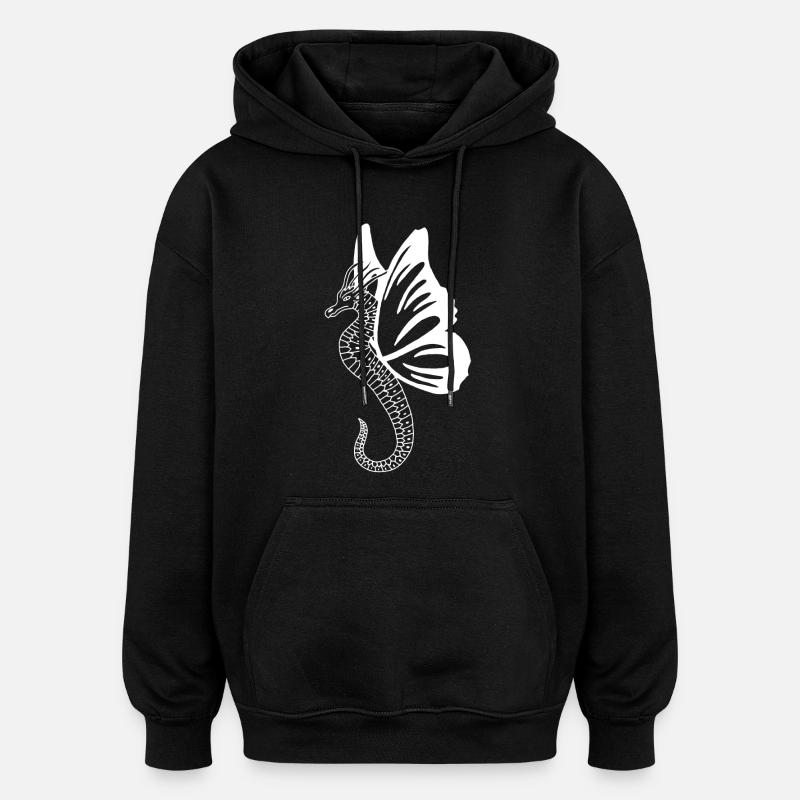 White Butterfly Dragon - Oversized Unisex Hoodie - black