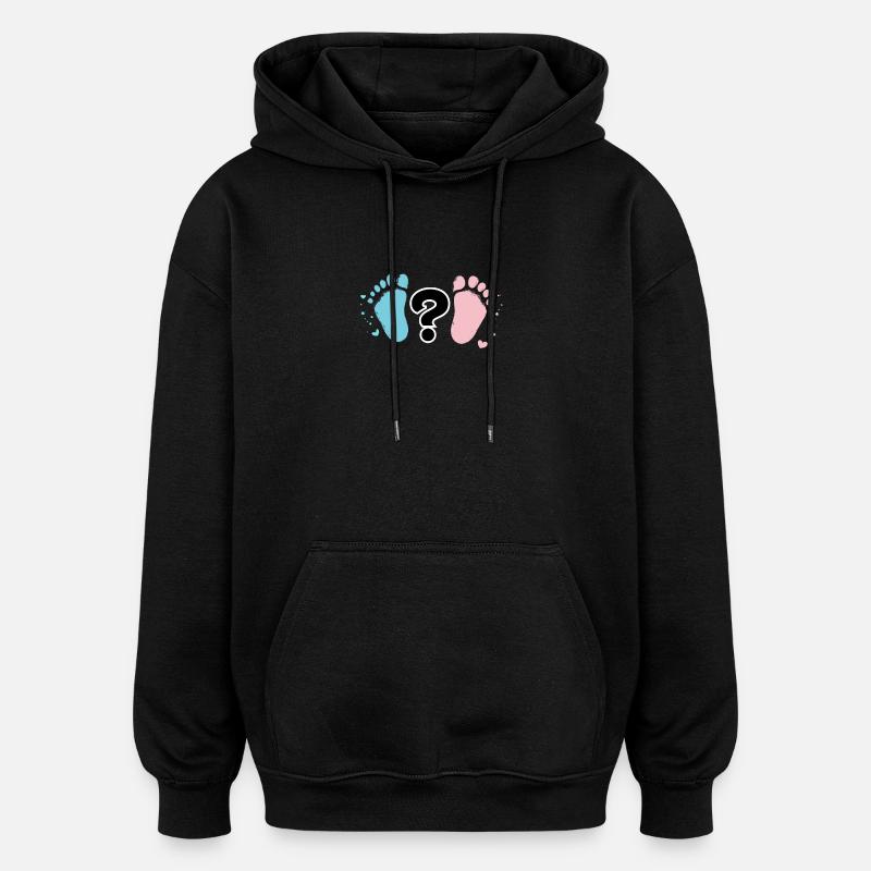 Empreintes Bébé Pastel et Question - Sweat à capuche oversize unisexe - noir