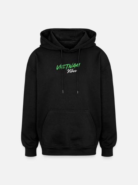 Vietnam Vibes Brush Script - Oversized Unisex Hoodie - black