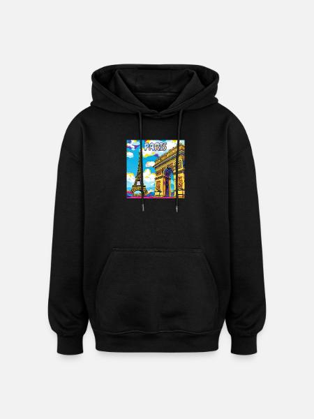 Paris Pop Art: Eiffel Arc Dreamscape - Oversized Unisex Hoodie - black