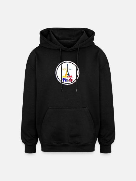 Pariser Eiffelturm-Regenbogen - Oversized Unisex Hoodie - Schwarz