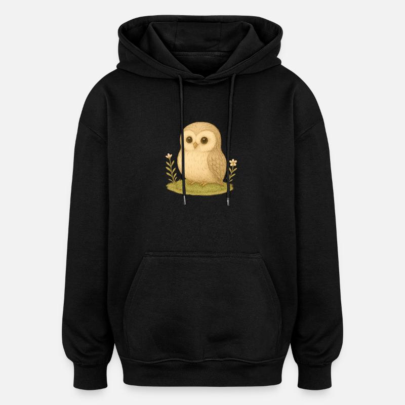 Nordischer Wald - Eule - Oversized Unisex Hoodie - Schwarz