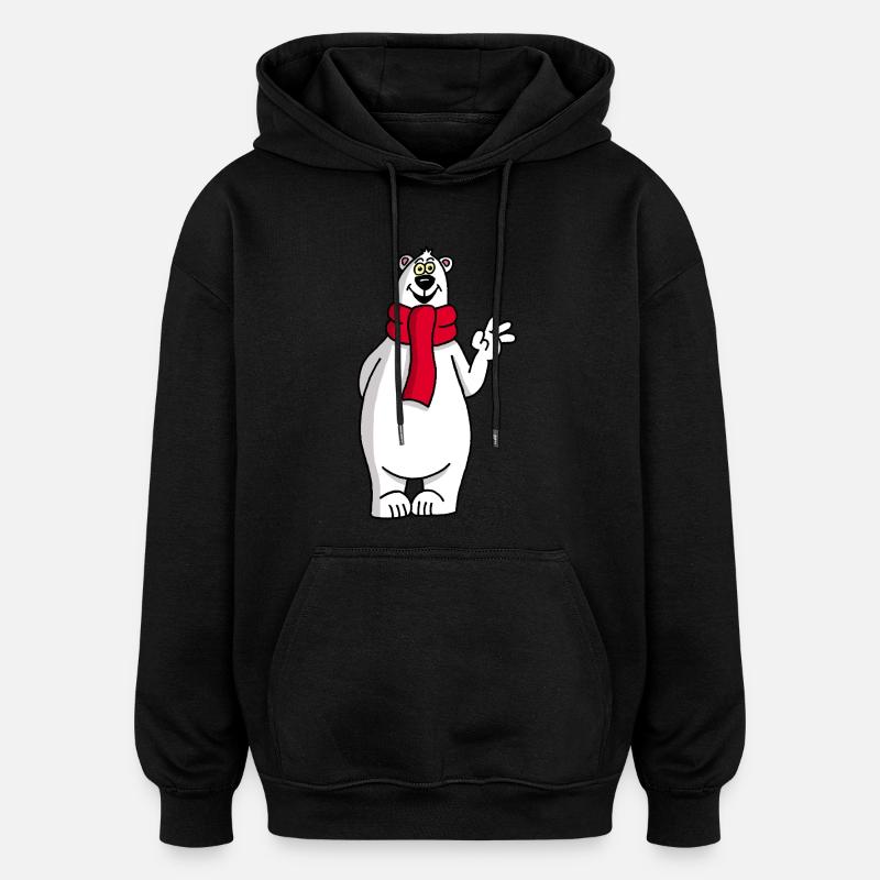 Ours polaire rigolo - Sweat à capuche oversize unisexe - noir