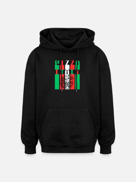 Pizza Italy Style Illustration - Oversized Unisex Hoodie - black