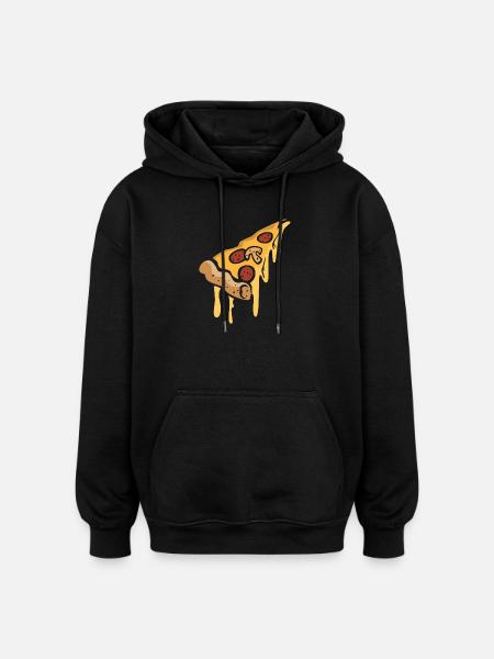 Soggy Pizza Cartoon Slice - Oversized Unisex Hoodie - black