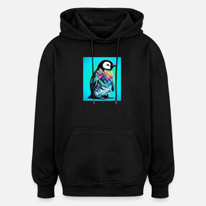 pingouin - Sweat à capuche oversize unisexe - noir
