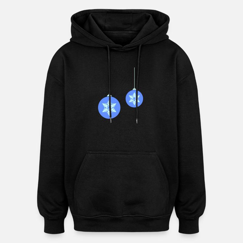 Weihnachtskugel Schneeflocken Blau Ornament - Oversized Unisex Hoodie - Schwarz