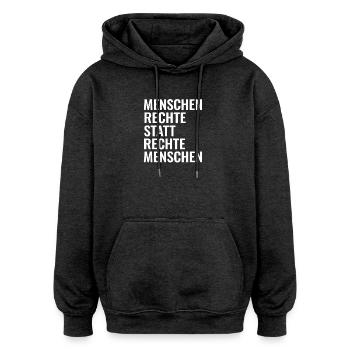 Human rights instead of right-wing people Anti-right - Oversized Unisex Hoodie - charcoal grey - Front - Noah (186cm)
