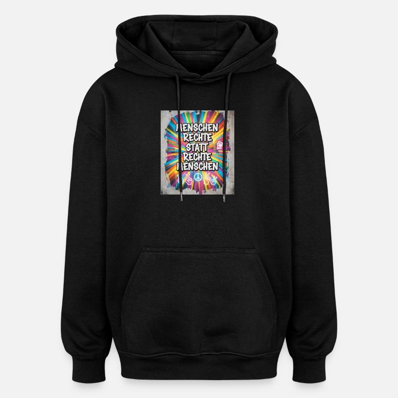 Buntes Graffiti Menschenrechte Statement - Oversized Unisex Hoodie - Schwarz