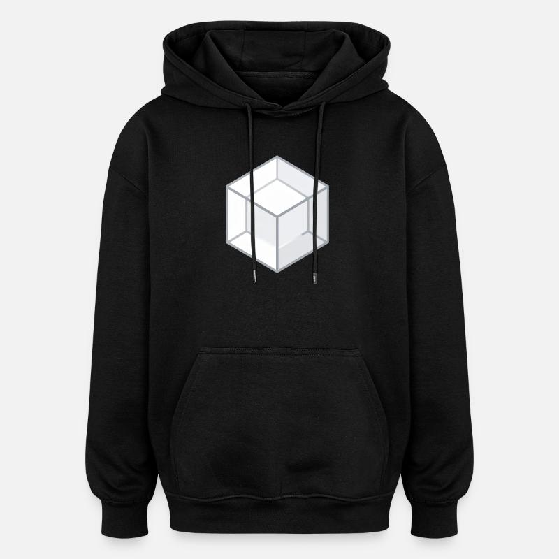 Geometric 3D Cube Line Style - Oversized Unisex Hoodie - black