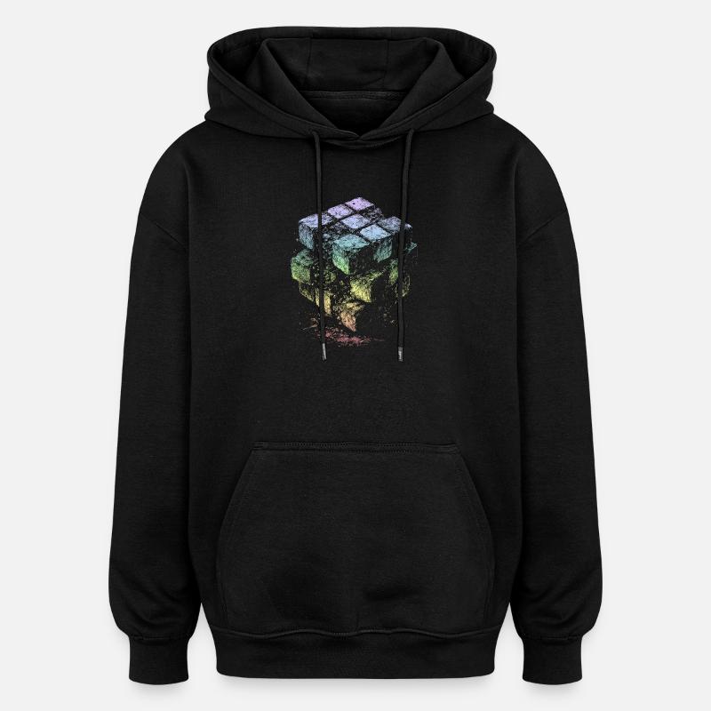 Couleurs arc-en-ciel du cube - Sweat à capuche oversize unisexe - noir