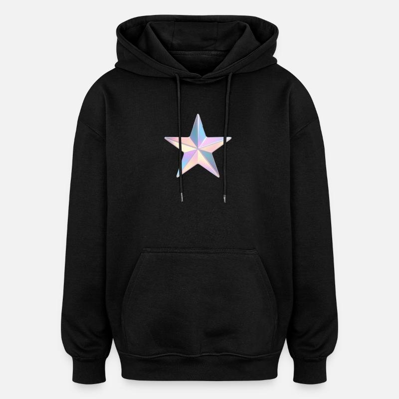 Pastel Iridezed Star - Oversized Unisex Hoodie - black