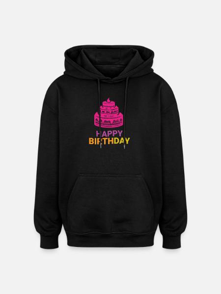 Layered Birthday Cake Emblem - Oversized Unisex Hoodie - black