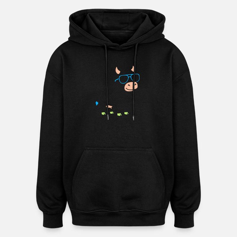 Cool Cow Sunglasses Abstract Vector - Oversized Unisex Hoodie - black