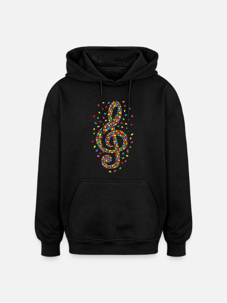 clef carnival confetti music - Oversized Unisex Hoodie - black