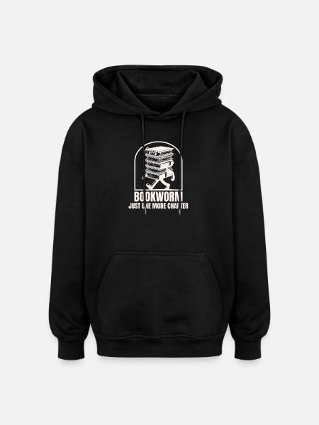 Bookworm Stride: Gestapelte Kapitel - Oversized Unisex Hoodie - Schwarz