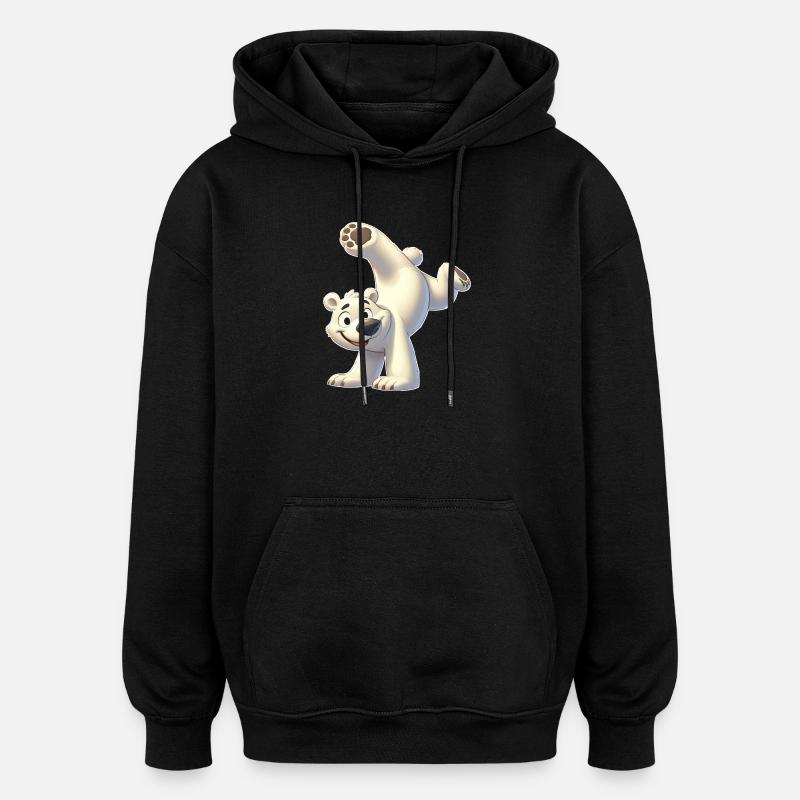 Polar Bear Handstand Somersault North Pole Gymnastics - Oversized Unisex Hoodie - black