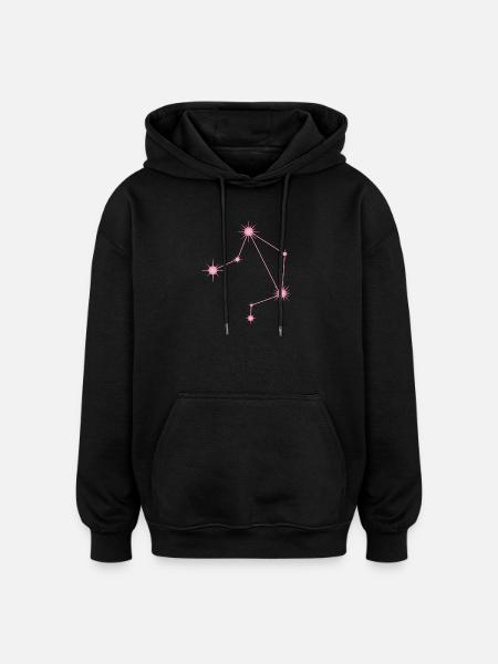 Waagestern, Sternbild, Tierkreiszeichen, Pastellrosa - Oversized Unisex Hoodie - Schwarz