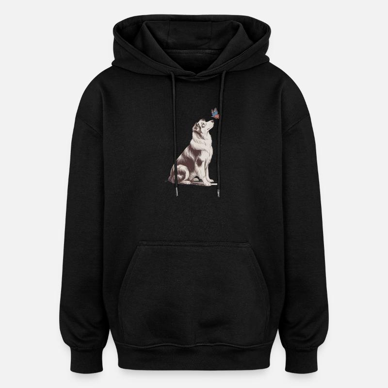 Motif papillon Border Collie - Sweat à capuche oversize unisexe - noir