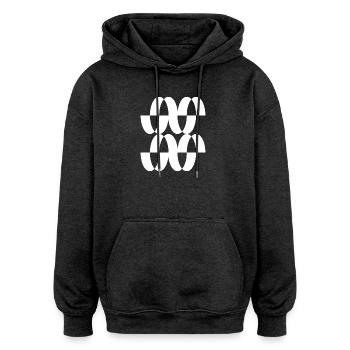 Interlaced Ring Mesh - Oversized Unisex Hoodie - charcoal grey - Front - Noah (186cm)