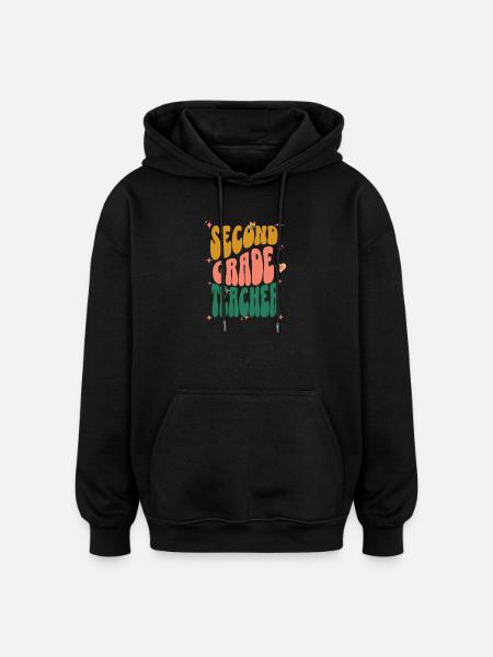 Second Grade Teacher Retro - Oversized Unisex Hoodie - black
