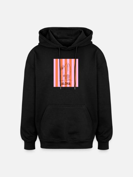 Aloha Surfboard - Oversized Unisex Hoodie - Schwarz