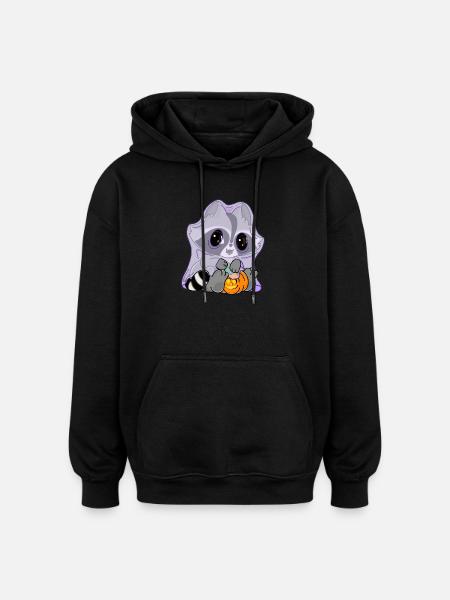 Snuggles der Waschbär im Geisterkostüm - Oversized Unisex Hoodie - Schwarz