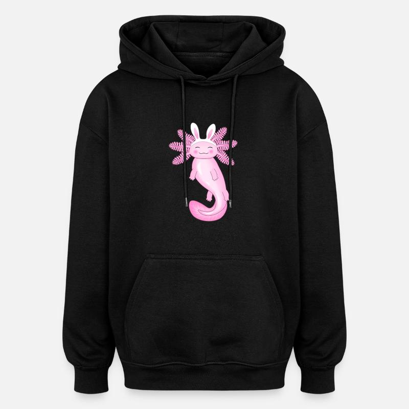 Cute Easter Axolotl - Oversized Unisex Hoodie - black