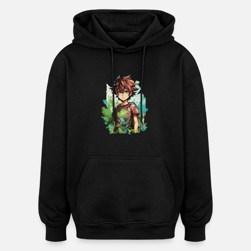 Anime Boy - Oversized Unisex Hoodie - black