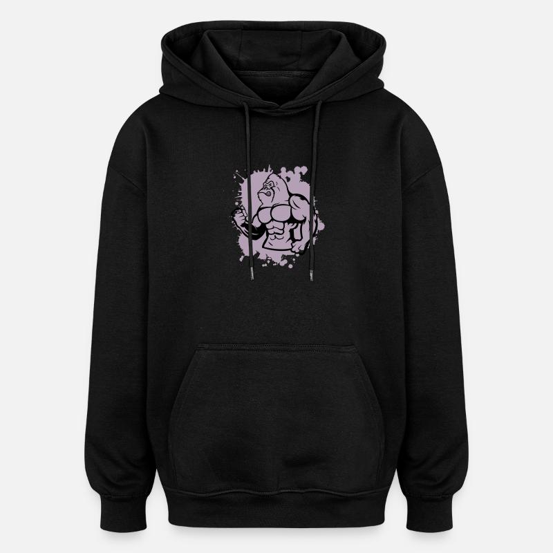 Gorille fort animal - Sweat à capuche oversize unisexe - noir