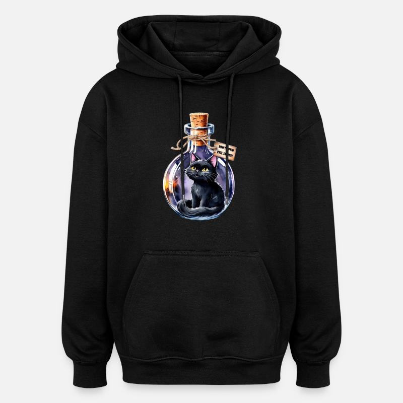 chat magique - Sweat à capuche oversize unisexe - noir