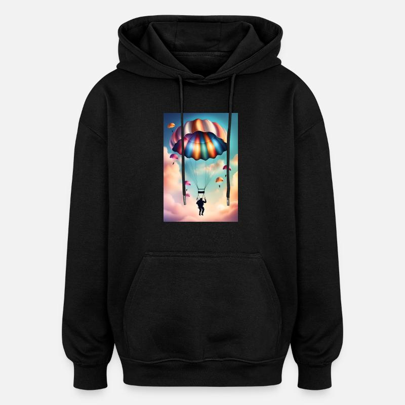 Bunter Fallschirm - Oversized Unisex Hoodie - Schwarz