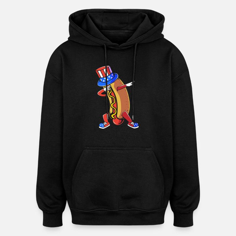 Collation hot-dog - Sweat à capuche oversize unisexe - noir