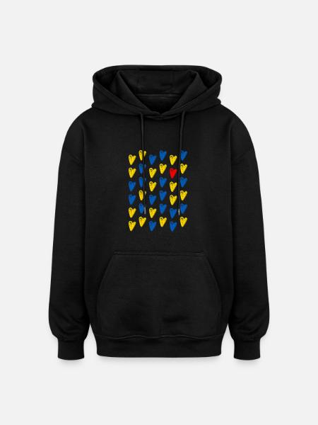Dear hearts for Ukraine - Oversized Unisex Hoodie - black