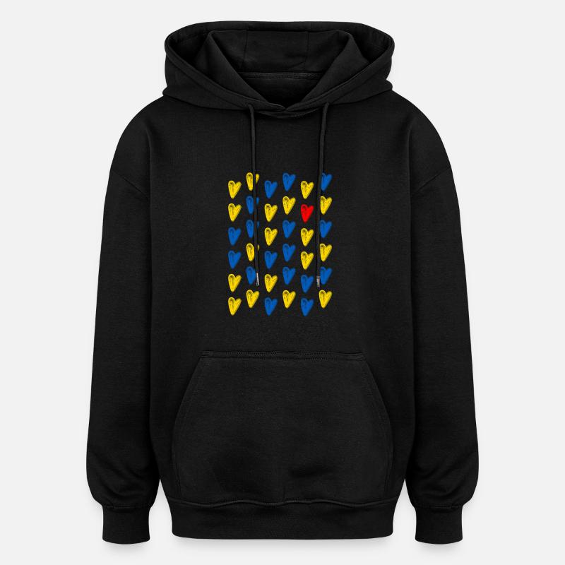 Chers cœurs pour l’Ukraine - Sweat à capuche oversize unisexe - noir