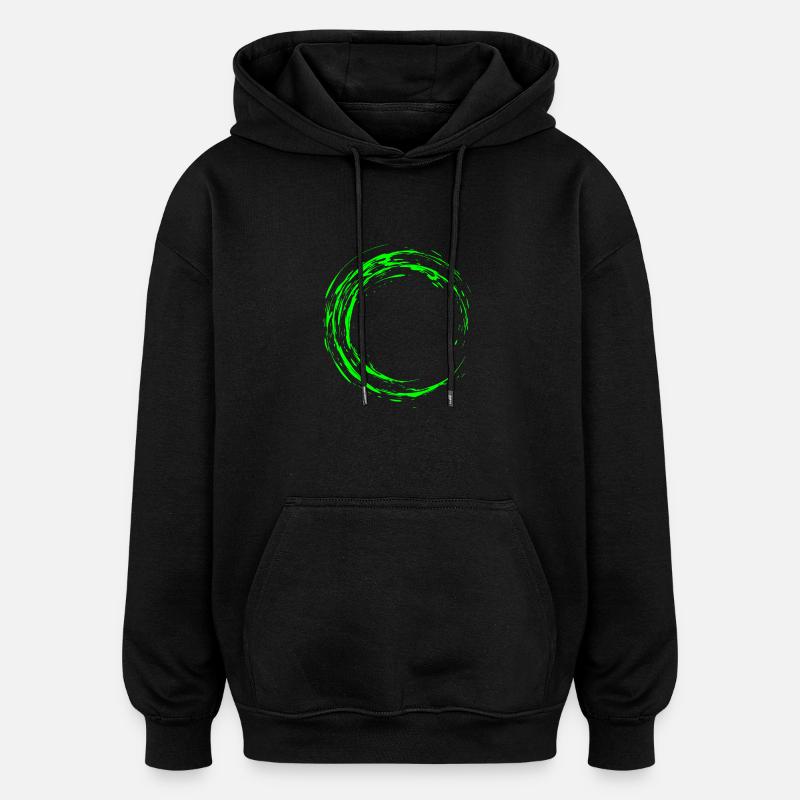 Cercle vert brosse - Sweat à capuche oversize unisexe - noir