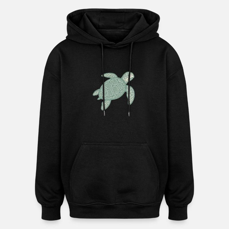 Stick-Schildkröte - Oversized Unisex Hoodie - Schwarz